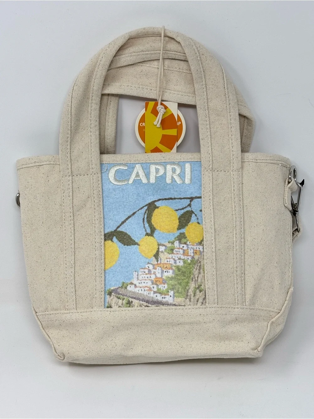 C&C California Capri Lemon Canvas Crossbody mini tote bag NWT - Picture 1 of 12